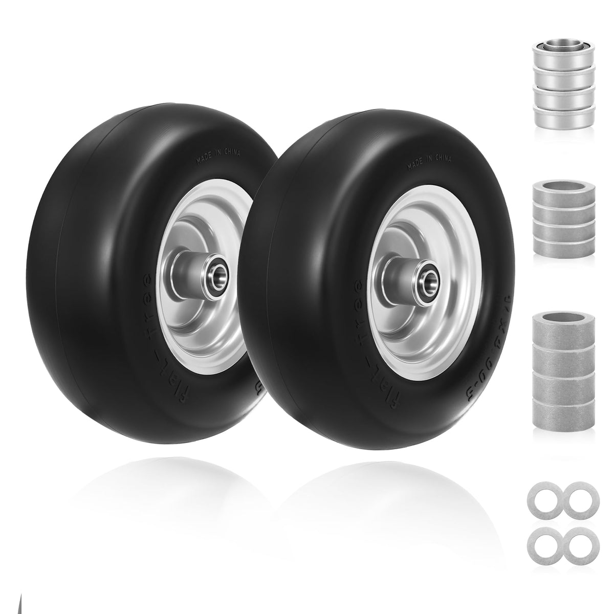 2-Pack 20x10.00-8 Tubeless Lawn Mower Rear Tire and Wheel Assembly, 4-Ply.