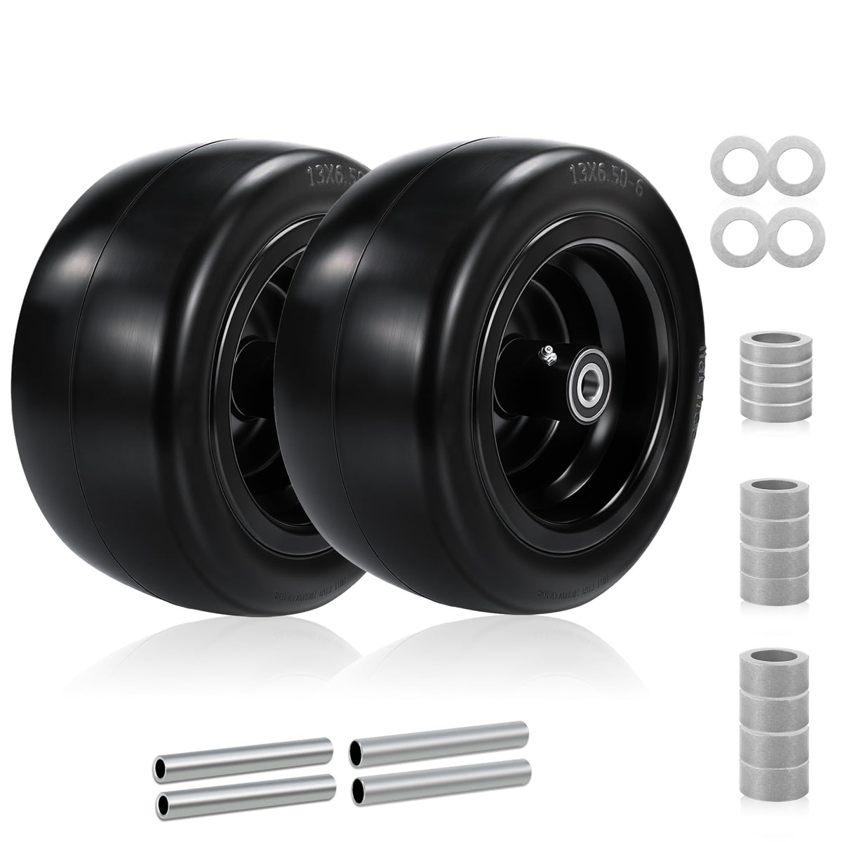 2-Pack 20x10.00-8 Tubeless Lawn Mower Rear Tire and Wheel Assembly, 4-Ply.