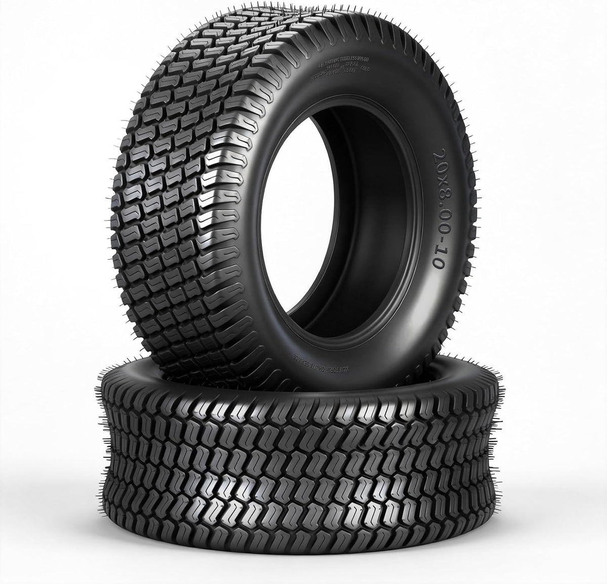 20x8.00-10 Lawn Mower Tires, 4 Ply Tubeless, Set of 2