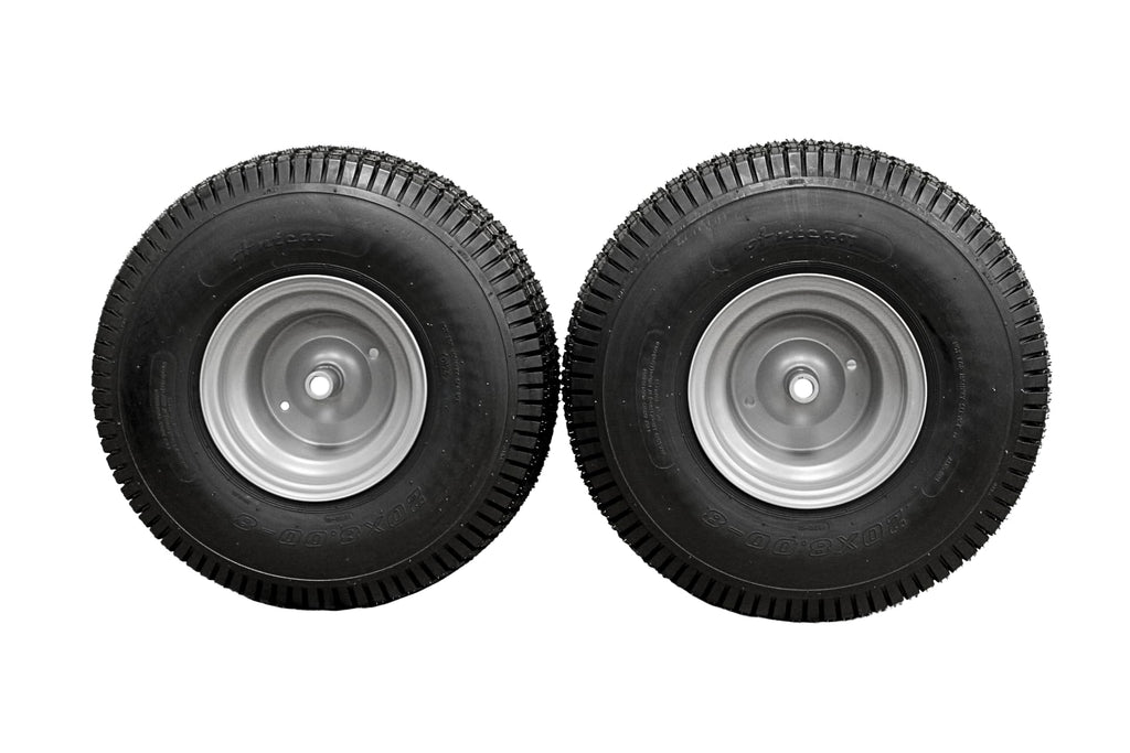 (Set of 2) 20x8.00-8 Lawn & Garden Mower Turf Tires - 4 Ply with Keyed Hub Wheel | Compatible with Husqvarna & Some Craftsman Models
