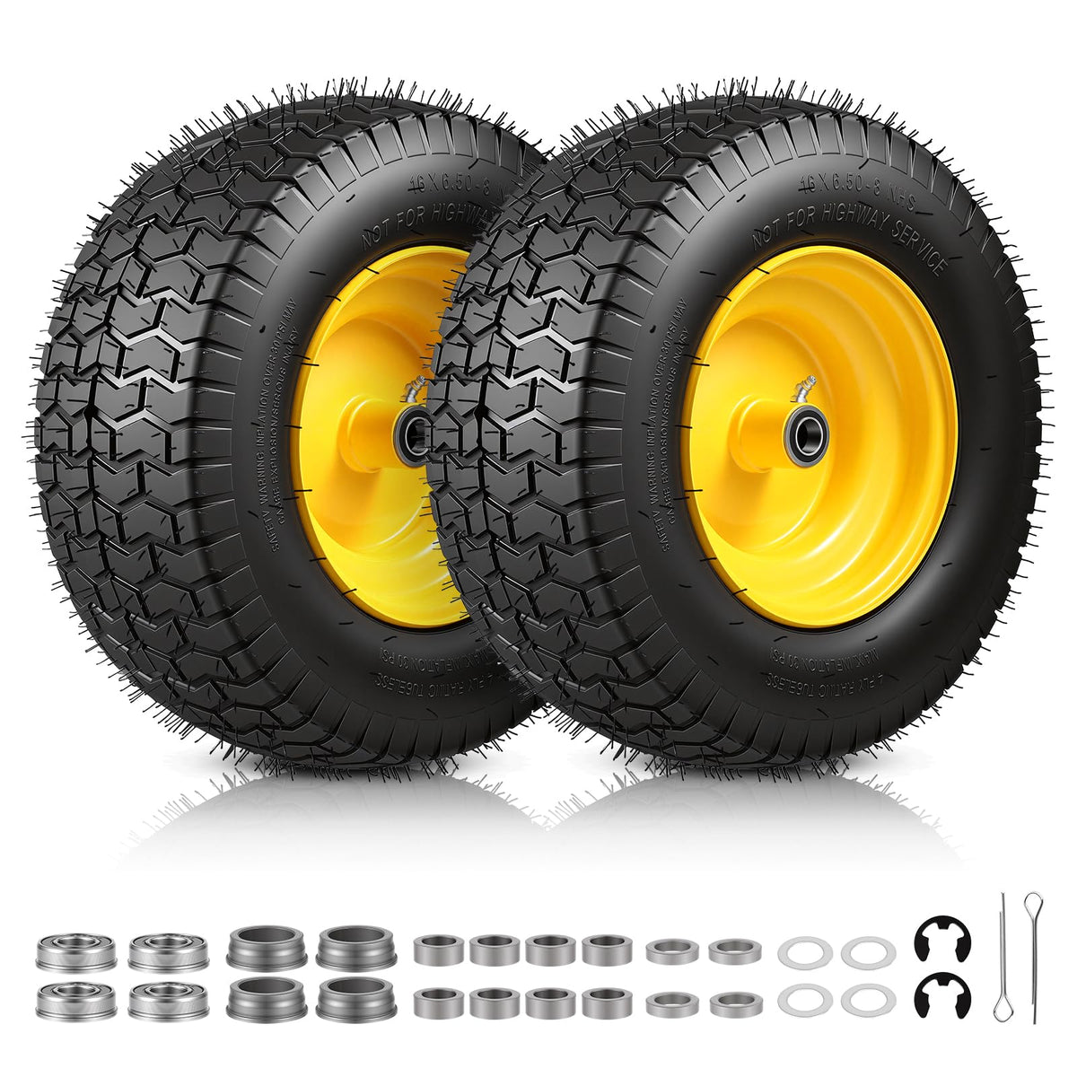 15x6.00-6 Flat Free Lawn Mower Tire and Wheel, 15x6-6 Front Tire Assembly