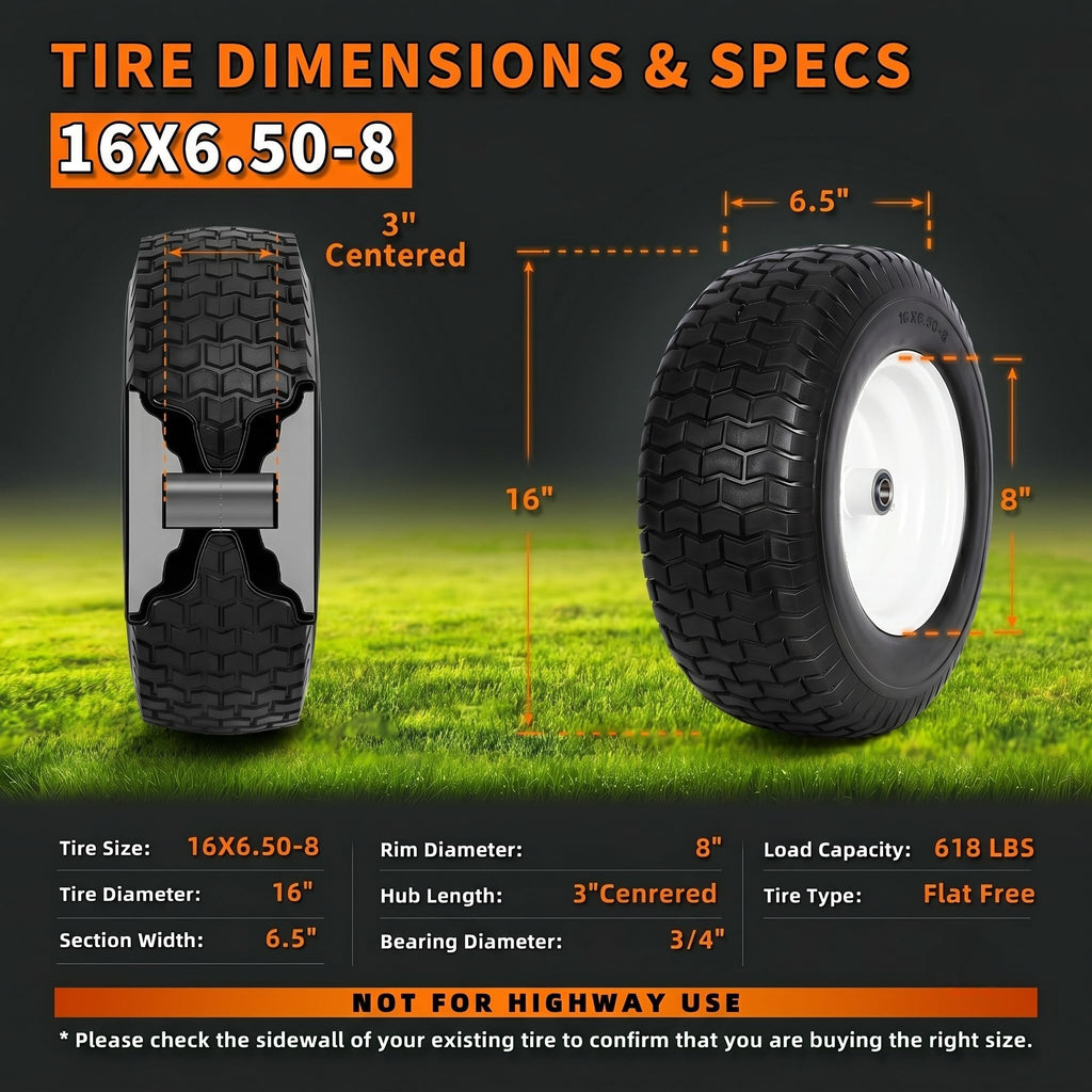 (2 Pack) 20x8.00-8 Tubeless Rear Riding Mowers Tire and Wheel Assemblies
